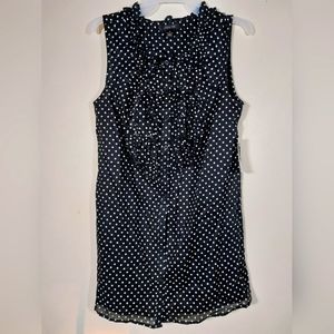 Size 8 Black with white Polka Dot Sleeveless shirt/mini dress